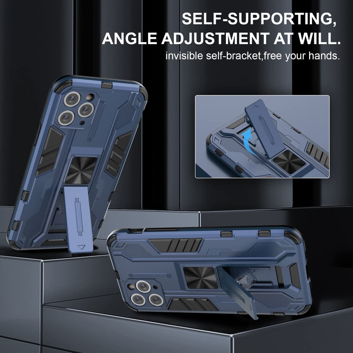 Funda para CMF Phone 2 Pro, Carcasa Antigolpes con Soporte anular metálico, Case Protectora de Grado Militar, Negro — view 188
