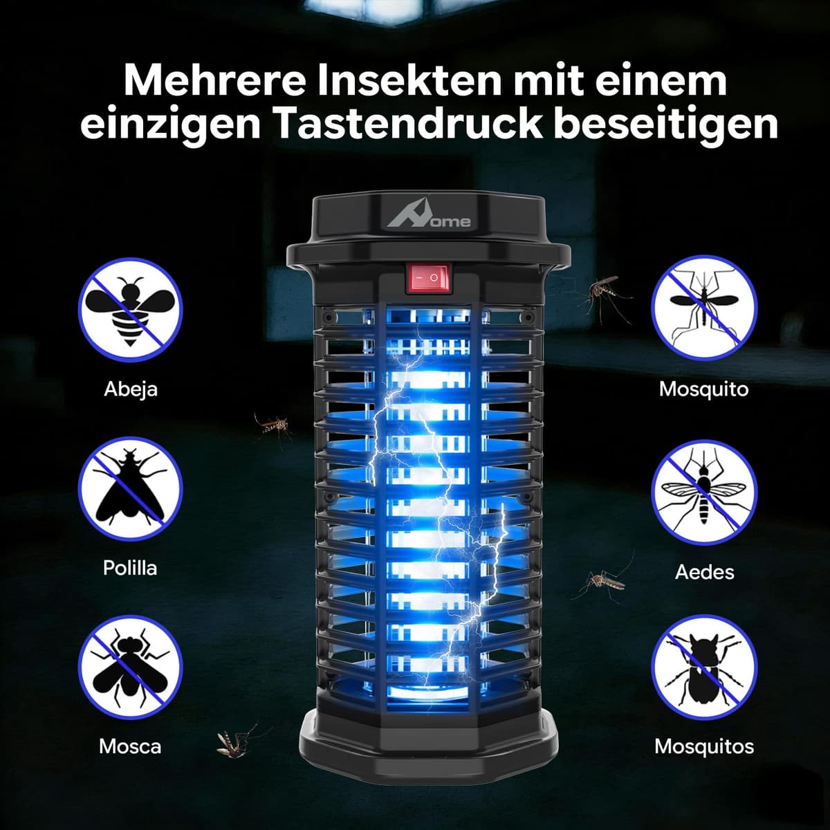 Mata Mosquitos Eléctrico, Lámpara Antimosquitos para Uso en Interiores y Exteriores, Antimosquitos Eléctrico UV 365-395 NM, IPX4 Impermeable, 4200 V, Bandeja Extraíble — view 2