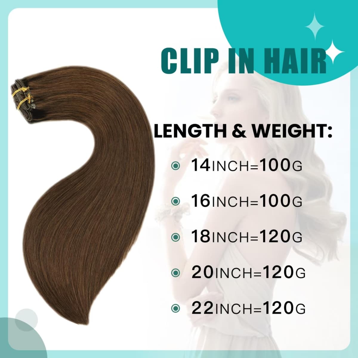SURNEL Extensiones Clip Pelo Natural 100g 35cm 6 Piezas Castaño Chocolate Extensiones De Clip De Humano Real Extensiones Pelo Natural Remy (C#4-35cm) — view 2