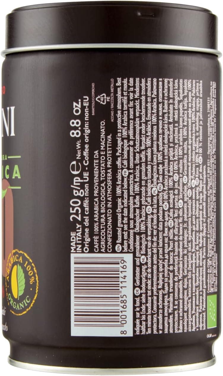 Pellini Espresso Bio, Café Molido para Moka de Agricultura Biológica de Sabor Dulce y Delicado, Mezcla 100% Arábica de Tueste Medio, Envase de 250g Arabica 100% Bio — view 3