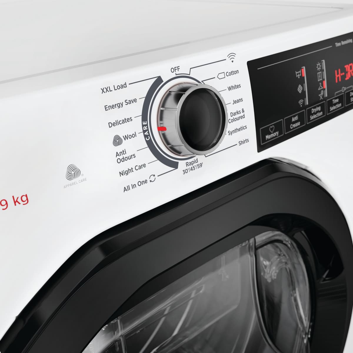 Hoover H-DRY 350 Freestanding Heat Pump Inverter Tumble Dryer, 9 Kg, Class A+++, Wi-Fi & Bluetooth, Four Drying Levels, Aquavision & Advanced Care, White, 59.6x60.4x85 cm - HRE H9A3TBE-80/N — view 4