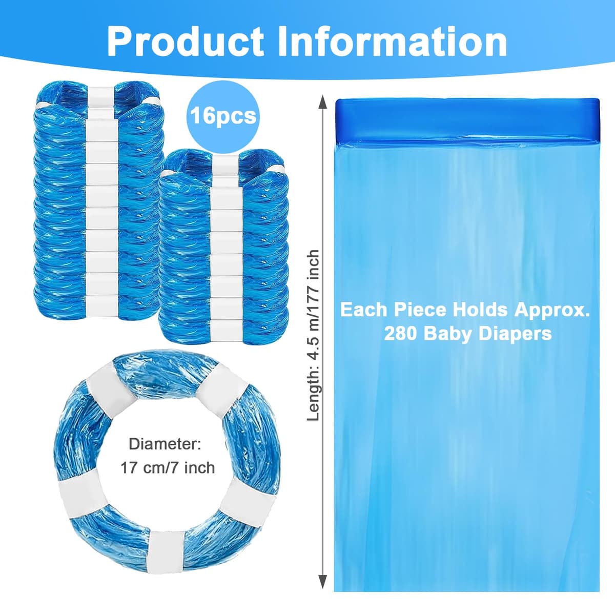 KALBIGRO 16 Piezas Recambios para Contenedor de Pañales, Compatibles con Tommee Tippee y Angelcare, Bolsas de Papelera para Bebé con Aroma a Limón, Casete para Twist & Click, Litter Locker II — view 2