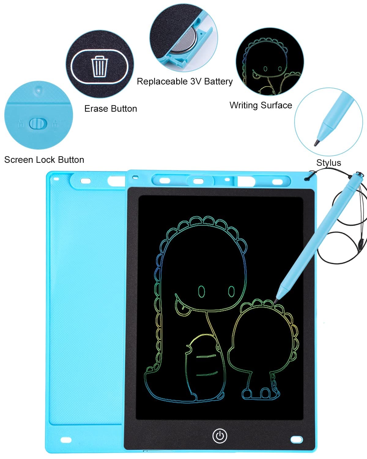 2 piezas Tableta de Escritura LCD para Niños, 10 Pulgadas Tablero de Dibujo LCD Tableta Gráfica con Lápiz, Pantalla Colorida Borrable Reutilizable Juguete Educativo para Niñas Niños de 3+ Años — view 3