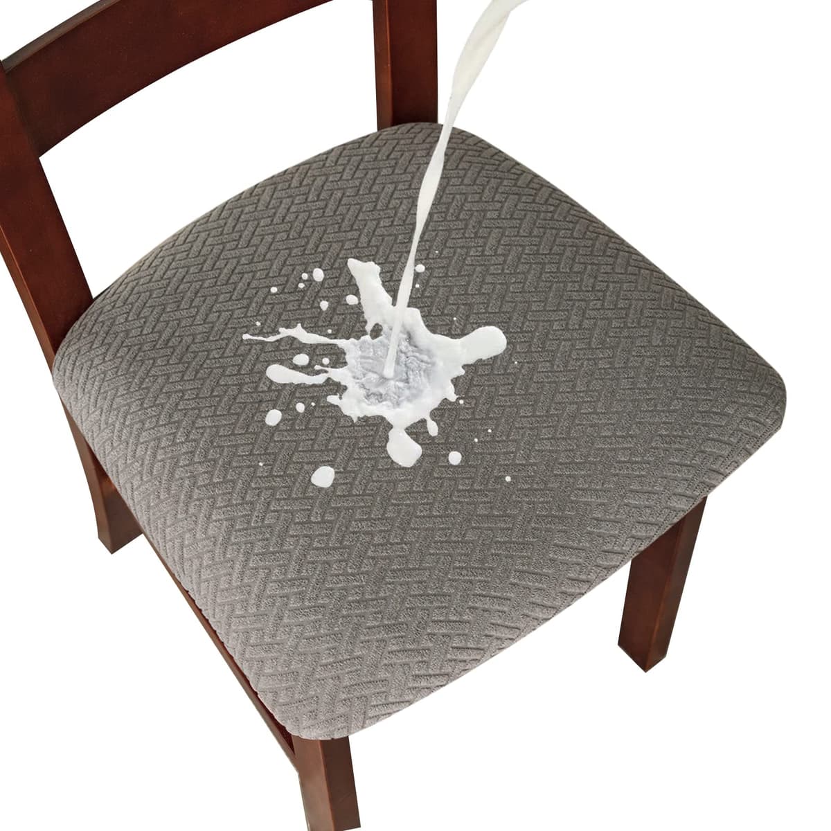 Genina Seat Covers for Dining Room Chair Seat Slipcovers Kitchen Chair Covers (Taupe, 4 Pcs) — view 16