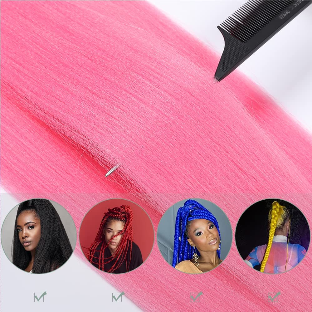 YDDM Capelli Per Treccine Africane Rosa Extension Treccine Texture Yaki Easy Install per Principianti 20 Pollici 3 Pezzi Capelli Leggeri e Naturali per Box Braids, Twist e Crochet — view 4