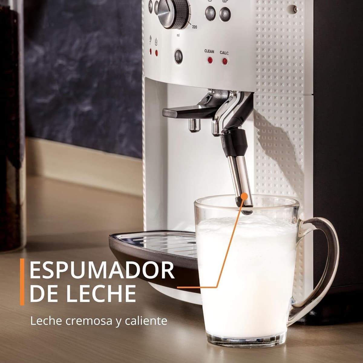 Krups Roma, Cafetera superautomática, Depósito de agua 1,6 L, 3 niveles de temperatura, 3 niveles de intensidad, 15 bares, Molinillo cónico de metal, Panel de control fácil, Blanca, EA8105 — view 3