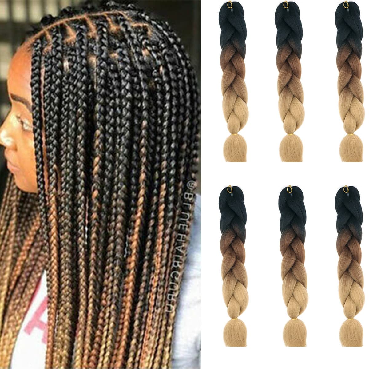 24" Braiding Hair Extension Jumbo Braids Synthetic 3bundles/pack Crochet Hair Afro Box Braid Heat Resistent (Dark Purple) — view 78