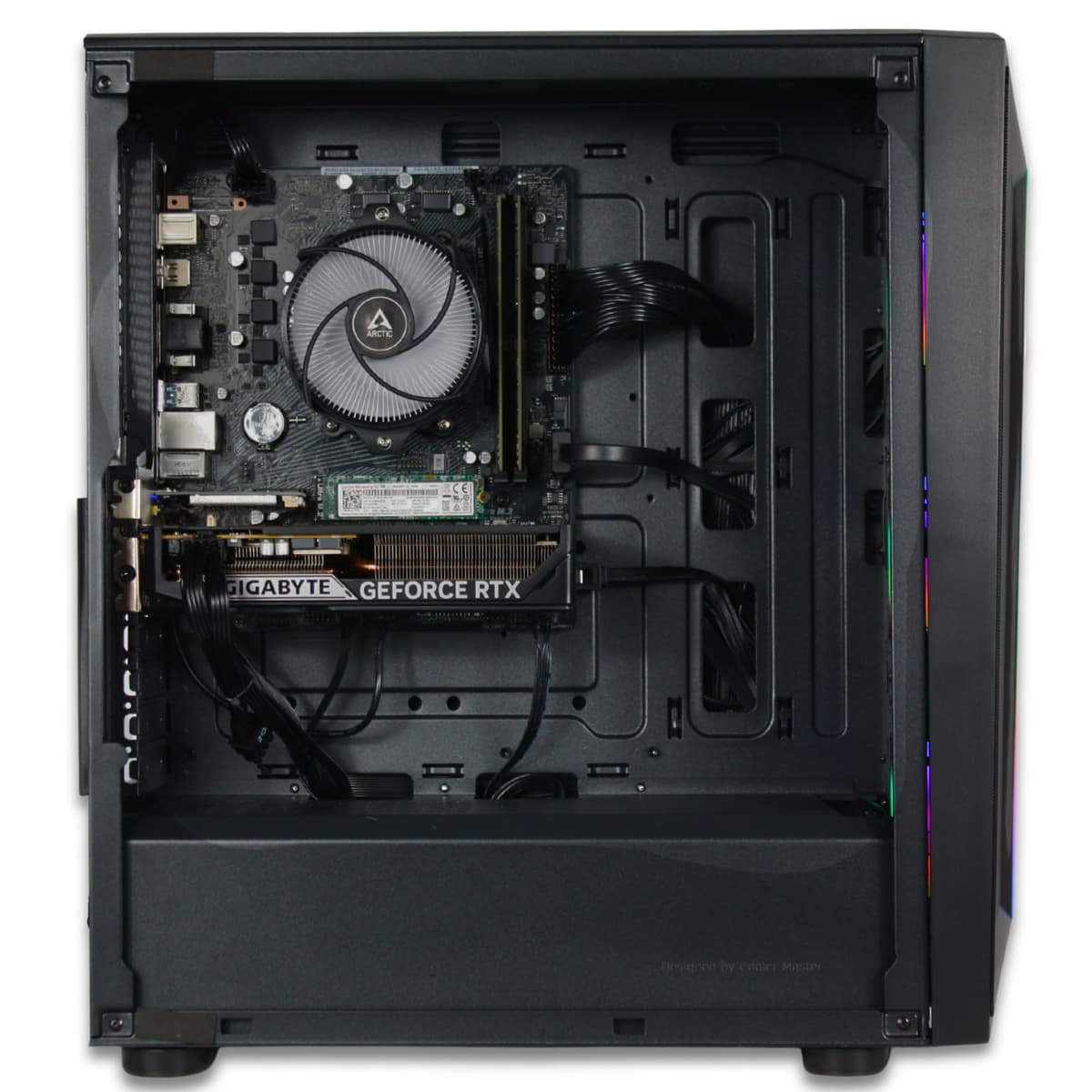 XUM CMP 510 Gaming PC AMD Ryzen 5 5500, RTX 5060 8GB, 32GB DDR4 RAM, 512GB NVMe SSD, 1TB HDD, 650W PSU 80+ Bronze, aRGB, WiFi 5, Windows 11 Home, Creator Gaming, Black Case — view 3