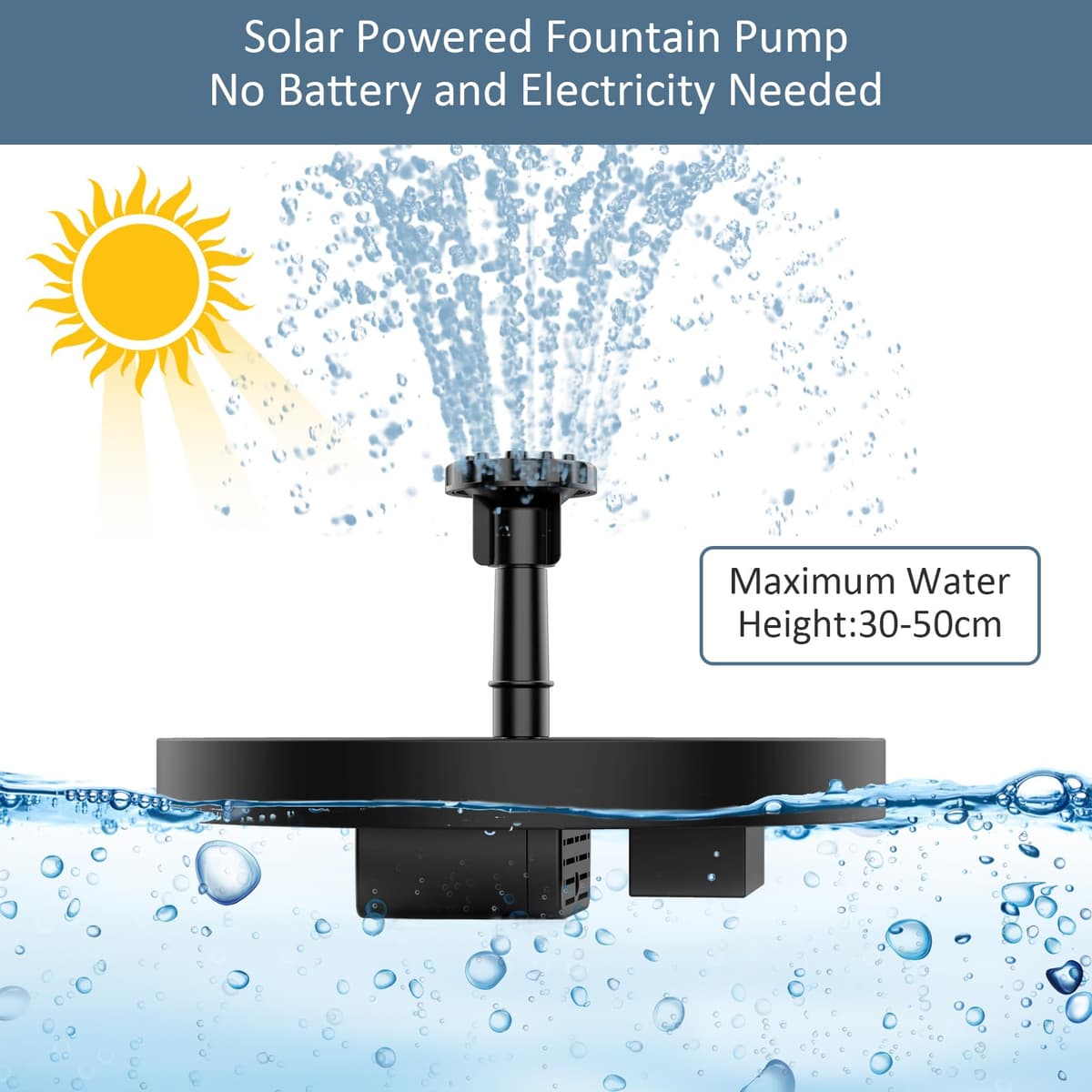 AISITIN Solar Water Fountain, Solar Powered Water Fountain with Multiple Nozzles, Floating Solar Pond Pump,Solar Water Feature for Bird Bath, Garden, Pond, Pool and Fish Tank — view 5