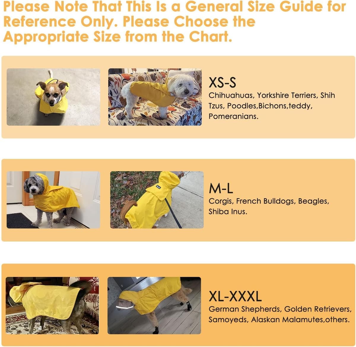 Lukovee Dog Raincoat, Adjustable Dog Rain Jacket with Clear Hooded Double Layer for Large Medium Small Dogs Puppies, Waterproof Rain Coat Poncho with Reflective Storage Pocket & Rim (Yellow,M) — view 9