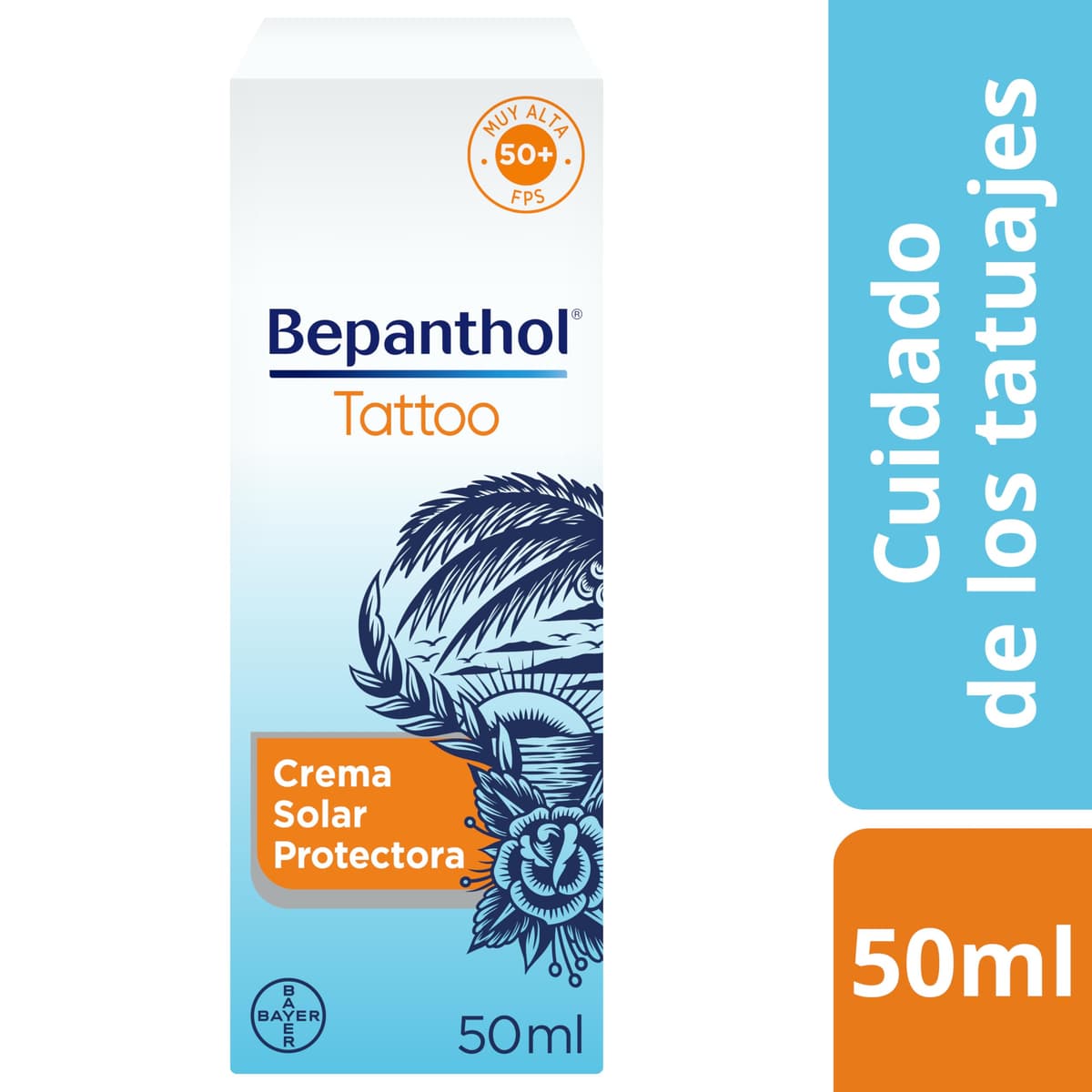 Bepanthol Tattoo Crema Solar 50, Proteccion Solar para Tatuajes SPF50, 50 ml — view 2