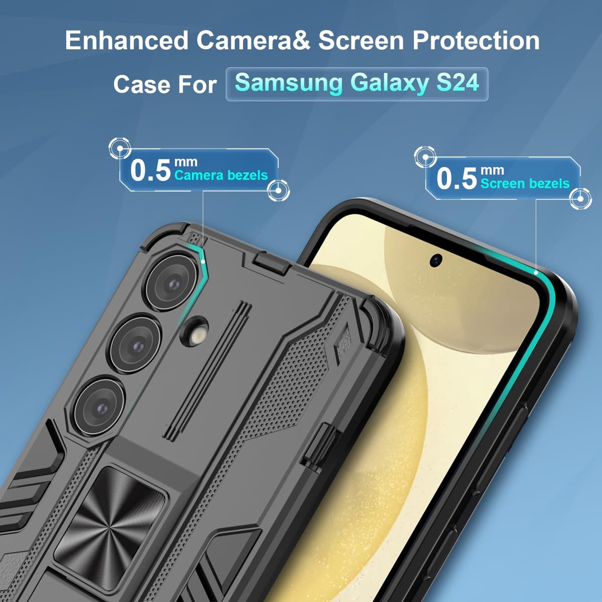 Funda para CMF Phone 2 Pro, Carcasa Antigolpes con Soporte anular metálico, Case Protectora de Grado Militar, Negro — view 435