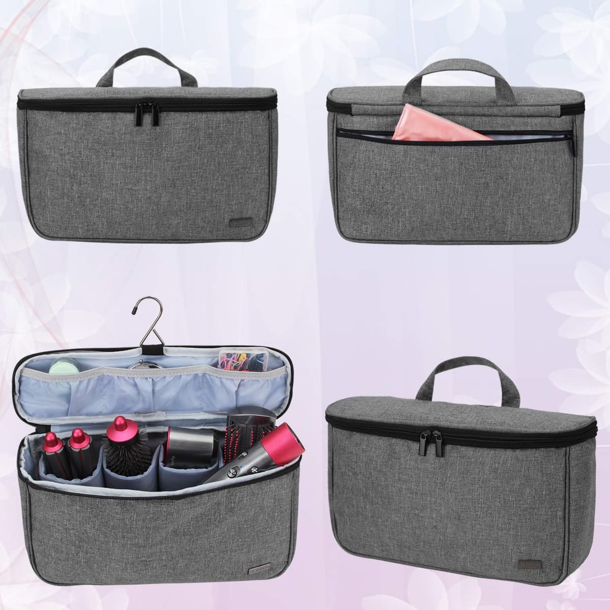 Teamoy Bolsa Viaje de Rizador de Pelo, Organizadora de Viaje para Accesorios Styler, Bolsa Cepillo Rizador de Pelo, Bolsa para Rizador Secador, Gris — view 4