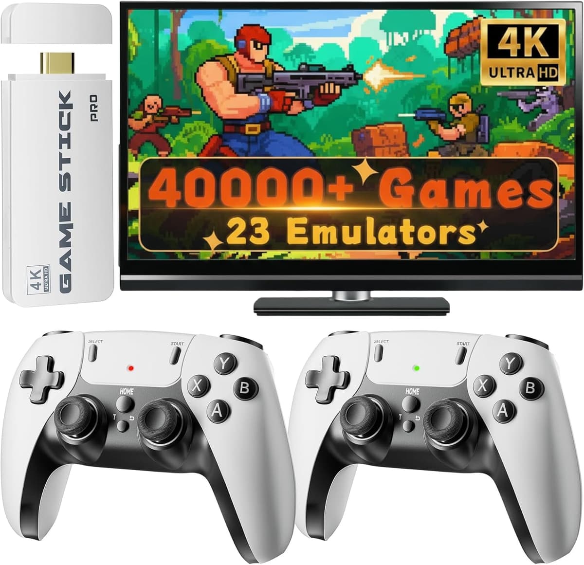 Retro Game Console Stick, Classic Video Games with 4K HDMI, Built-in 18 Emulators, 40000+ Games