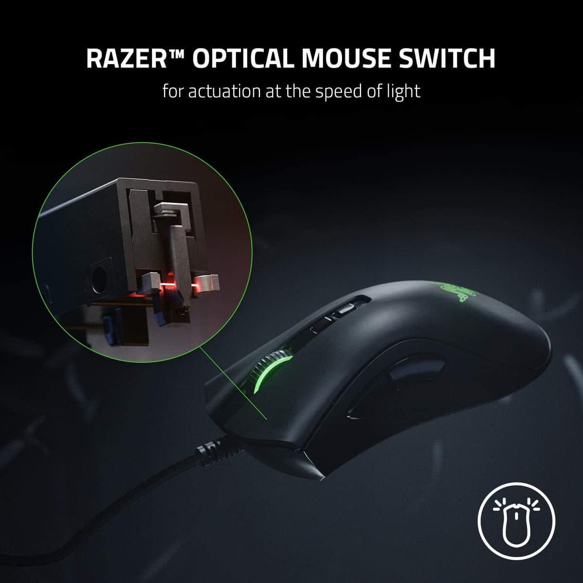 Razer DeathAdder V2 - Ratón para juegos con cable, ergonómico y cómodo, para PC / Mac (interruptores ópticos, sensor óptico F — view 2
