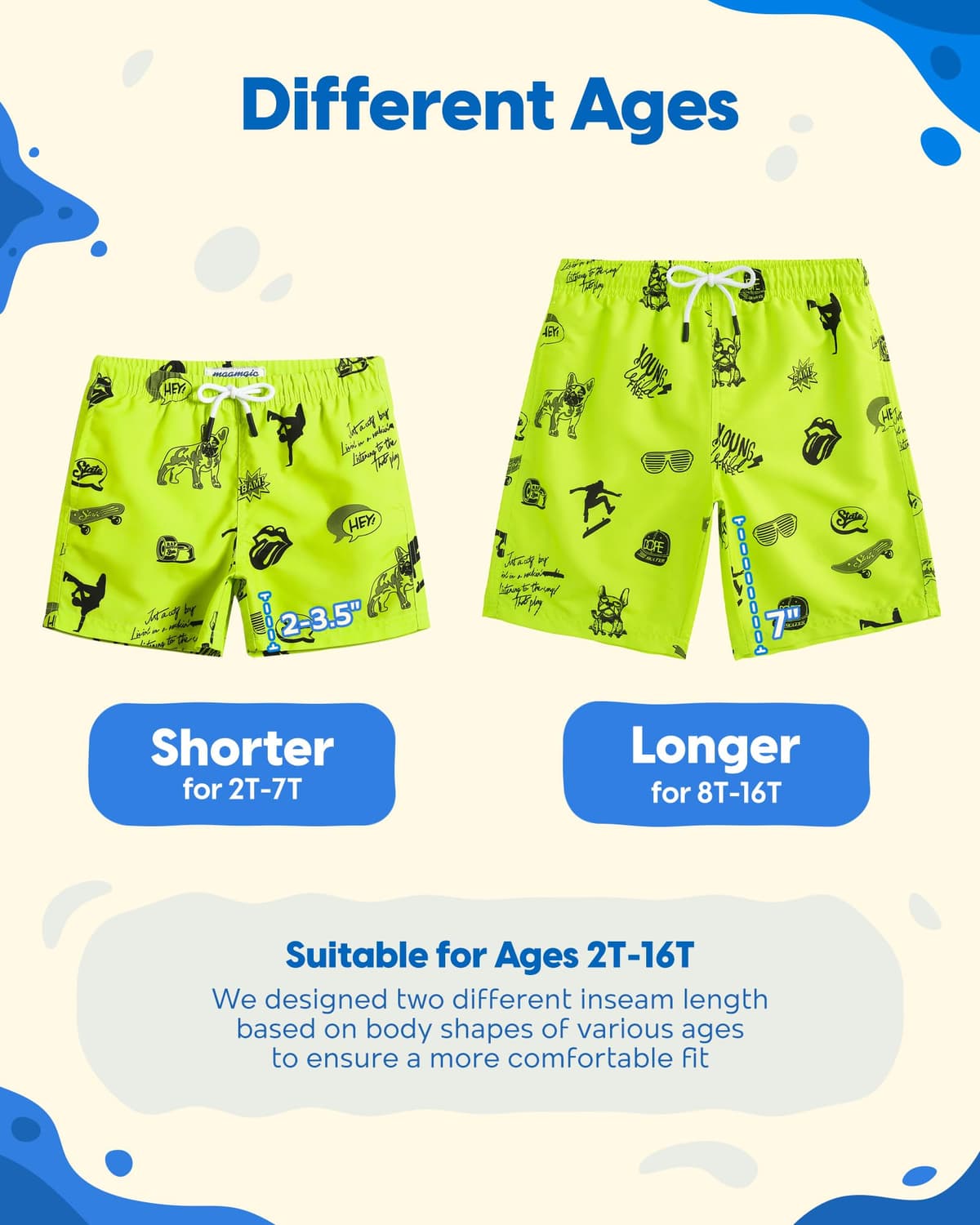 MaaMgic Bañador Niño Ropa de Baño para Niño Secado rápido Interior de Malla Short de Natación Estampado — view 6