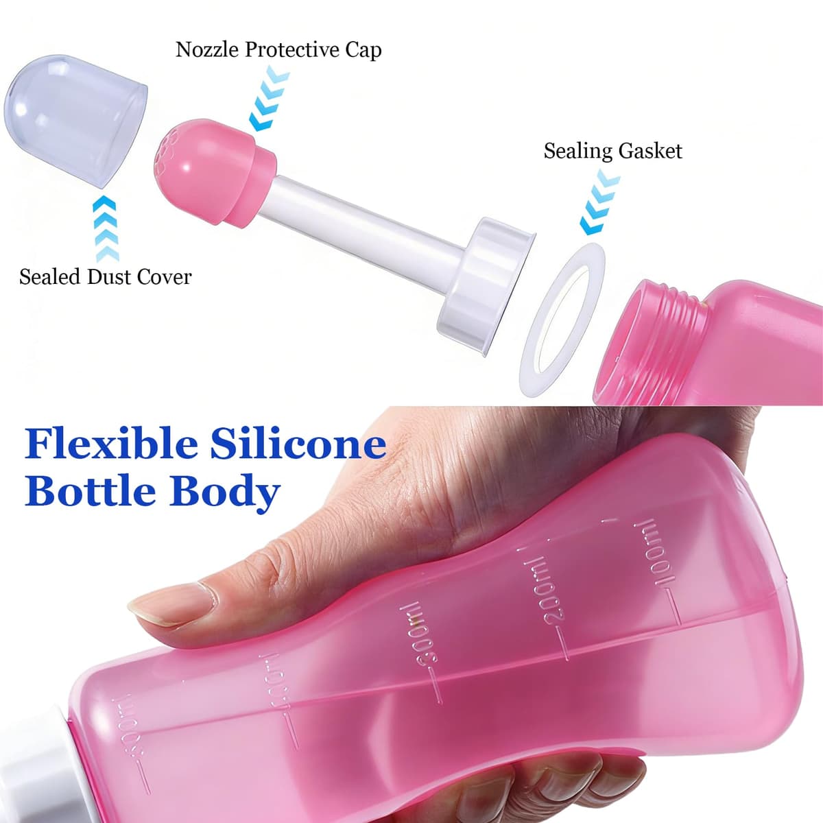 500ml Botella Perineal Postparto, Bidet Portatil para Mujeres，Botella Lavado Perineal Postparto para Maternidad, Ideal para Higiene Intima, Ducha Vaginal, Limpieza Anal, Cuidado Postnatal, Rosa — view 3