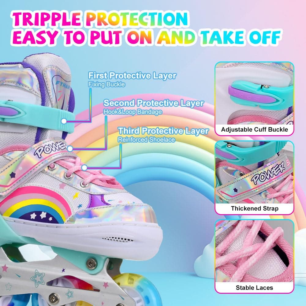 Patines en Linea Ajustables para Niña Niño Patines Linea con Todas Las Ruedas iluminadas, Patines en línea para niños para Uso en Interiores y Exteriores — view 2