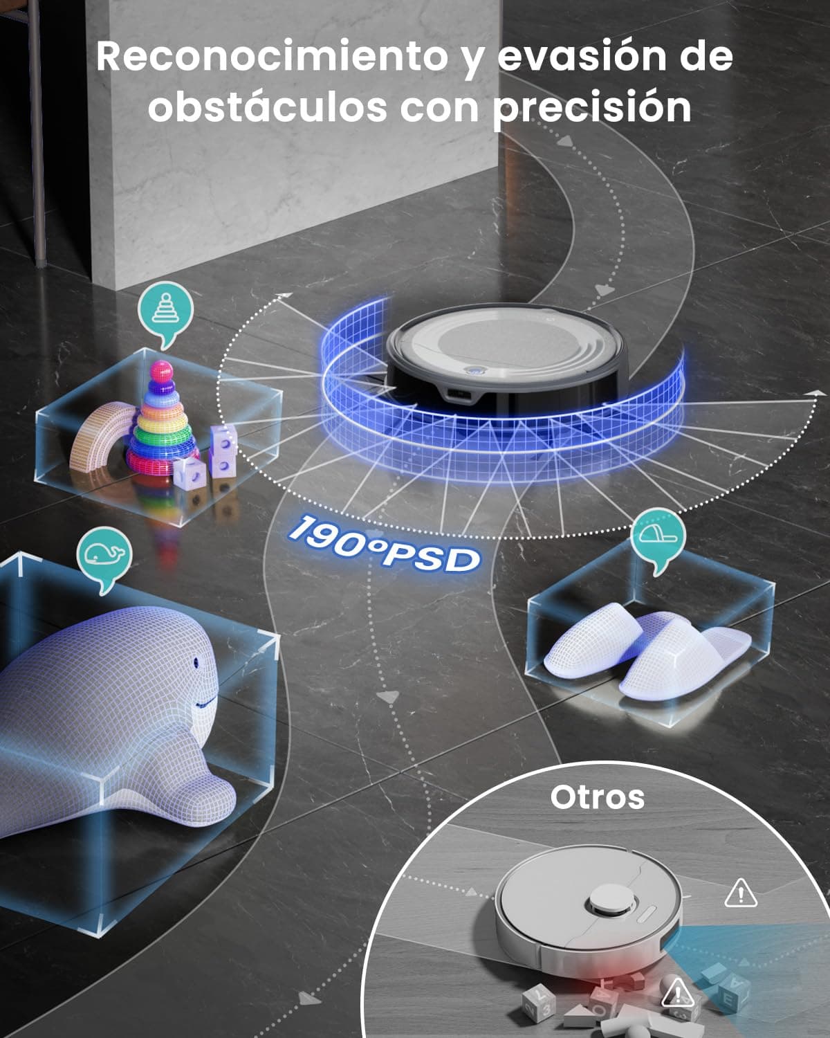 Lefant M310 Ultra Robot Aspirador y Fregasuelos 3 en 1 con Succión de 6000Pa, 170min, Mapeo Láser ToF, Evasión de Obstáculos PSD de 190°, Reconocimiento de Alfombras, WiFi/App/Alexa, Gris — view 2