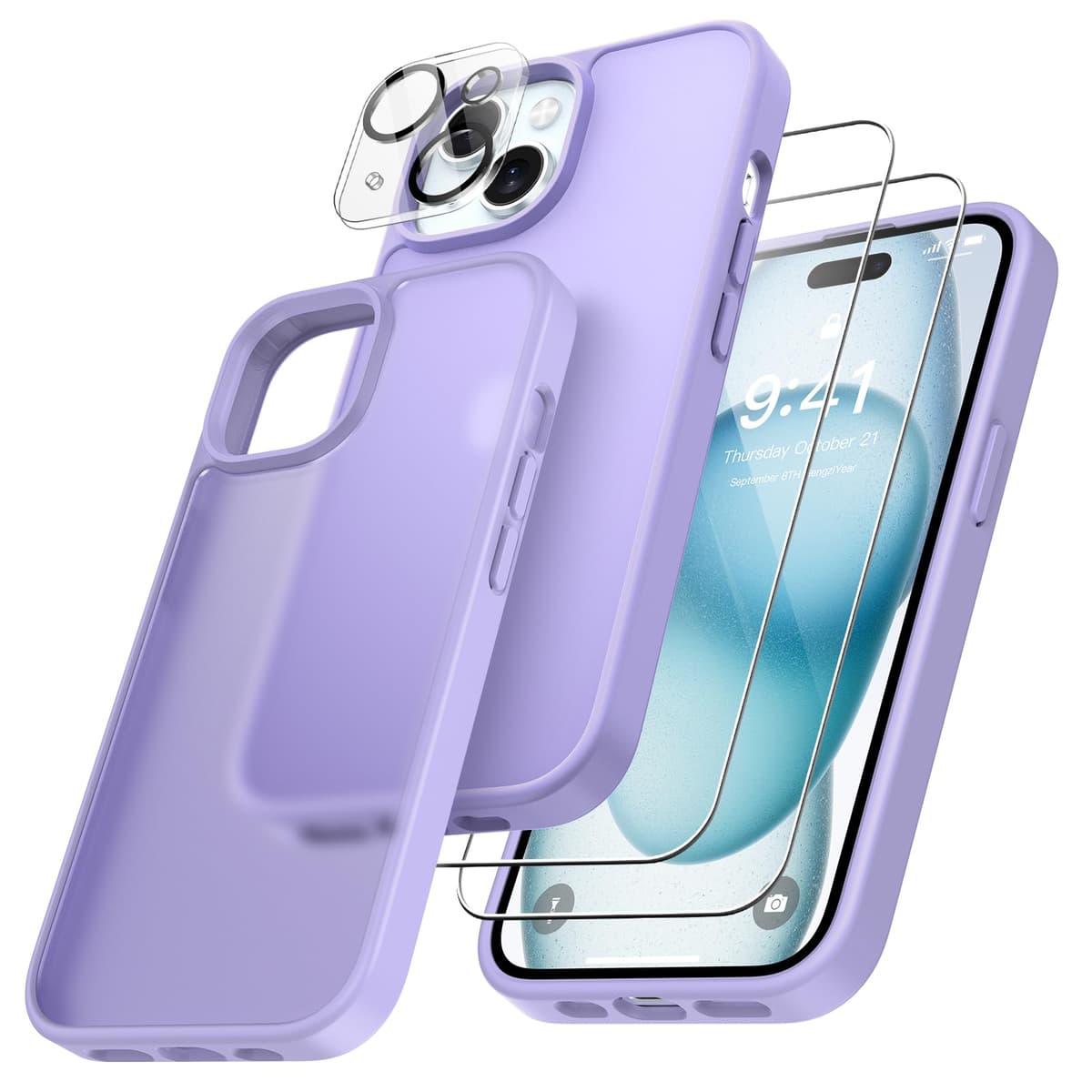 FLLAO 4 en 1 Funda para iPhone 15 con 2 Protector Pantalla y 1 Protector Lente Cámara, [Almohadilla de Aire integrada] Antigolpes Antiarañazos Carcasa 6,1 Pulgadas, Transparente — view 73