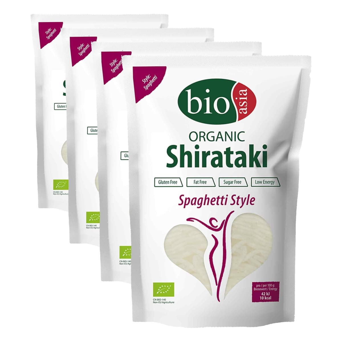 BIOASIA Espaguetis Shirataki ecológicos, fideos hechos con harina de konjac ecológica, bajo en calorías, sin azúcar, grasa ni gluten, 1 x 270 g — view 5