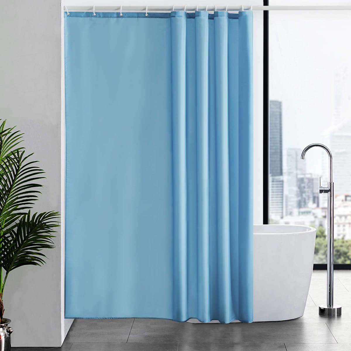 Furlinic Cortina Ducha 200x200cm Antimoho Impermeable Lavable Blanco Tela Poliéster Grandes Cortinas de Baño con 12 Aros de Cortina Ducha. — view 104