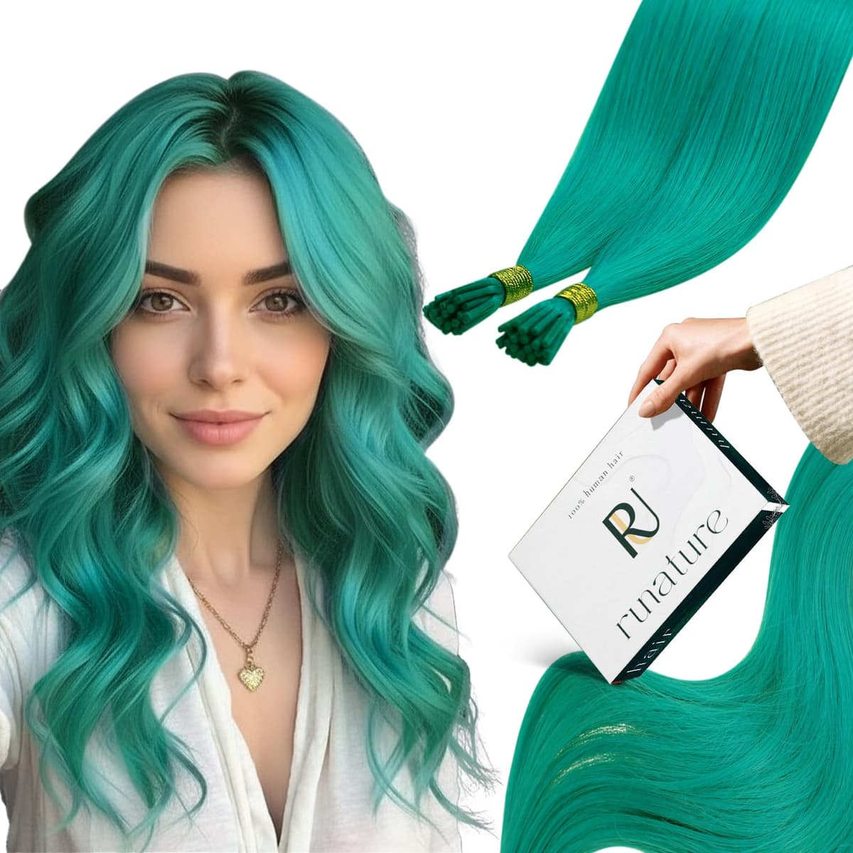 RUNATURE 18 Inch Nano Beads Hair Extensions Real Human Hair Ice Blonde Nano Hair Extensions Real Human Hair White Blonde Invisible Nano Rings Straight Remy Hair 50g 50s #800 — view 47