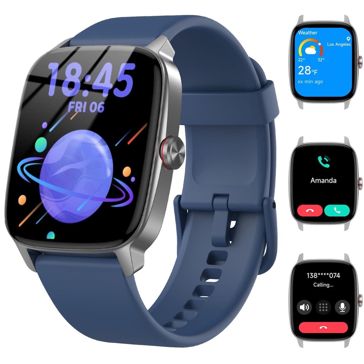 Smart Watch Woman Man with Bluetooth Calls and AI Voice, 1.85 Inch Smartwatch with WhatsApp Notification, Heart Rate Monitor/SpO2/Sleep/Pedometer, 110+ Sports Modes, Waterproof IP68 for iOS/Android — view 11