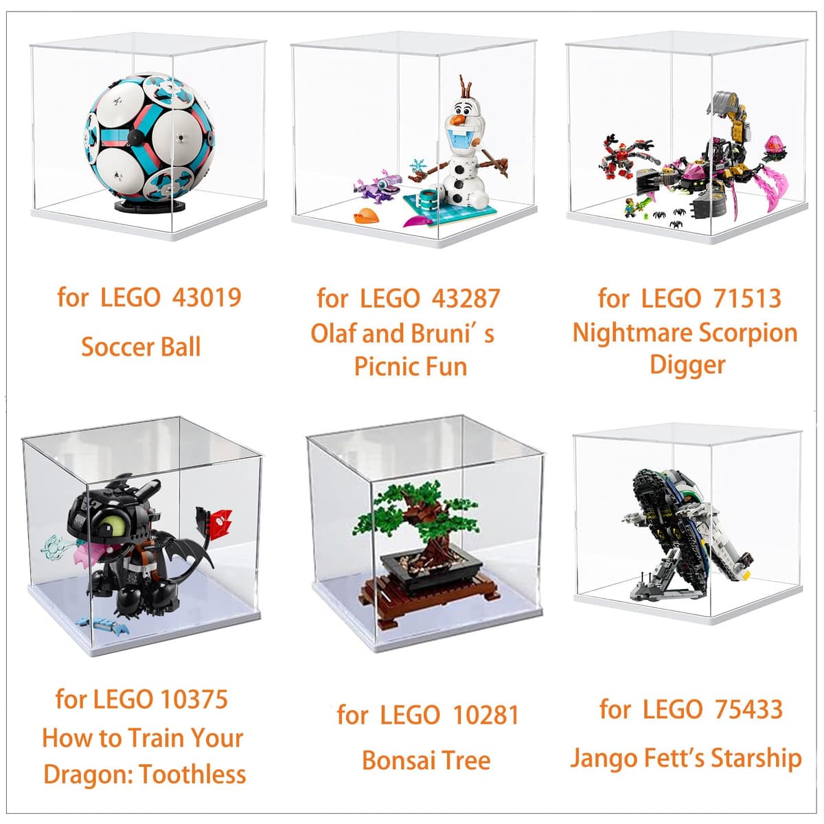 Vitrina Expositora para Colecciones Lego 43019 Balón Fútbol 10375 Desdentao 10281 Bonsái 75433 21590 75403 Caja Expositora Metacrilato Transparente 3mm Vitrina Acrílica, Interior Blanco 25x25x25cm — view 3