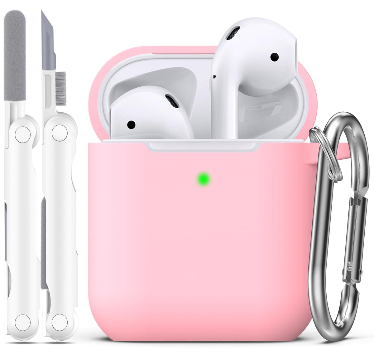 R-fun Funda para AirPods 4 con Kit de Limpieza, Case de Silicona Suave con Llavero, Funda Protectora Completa para Hombres y Mujeres, Compatible con Apple Latest Airpods 4th, Rojo — view 9