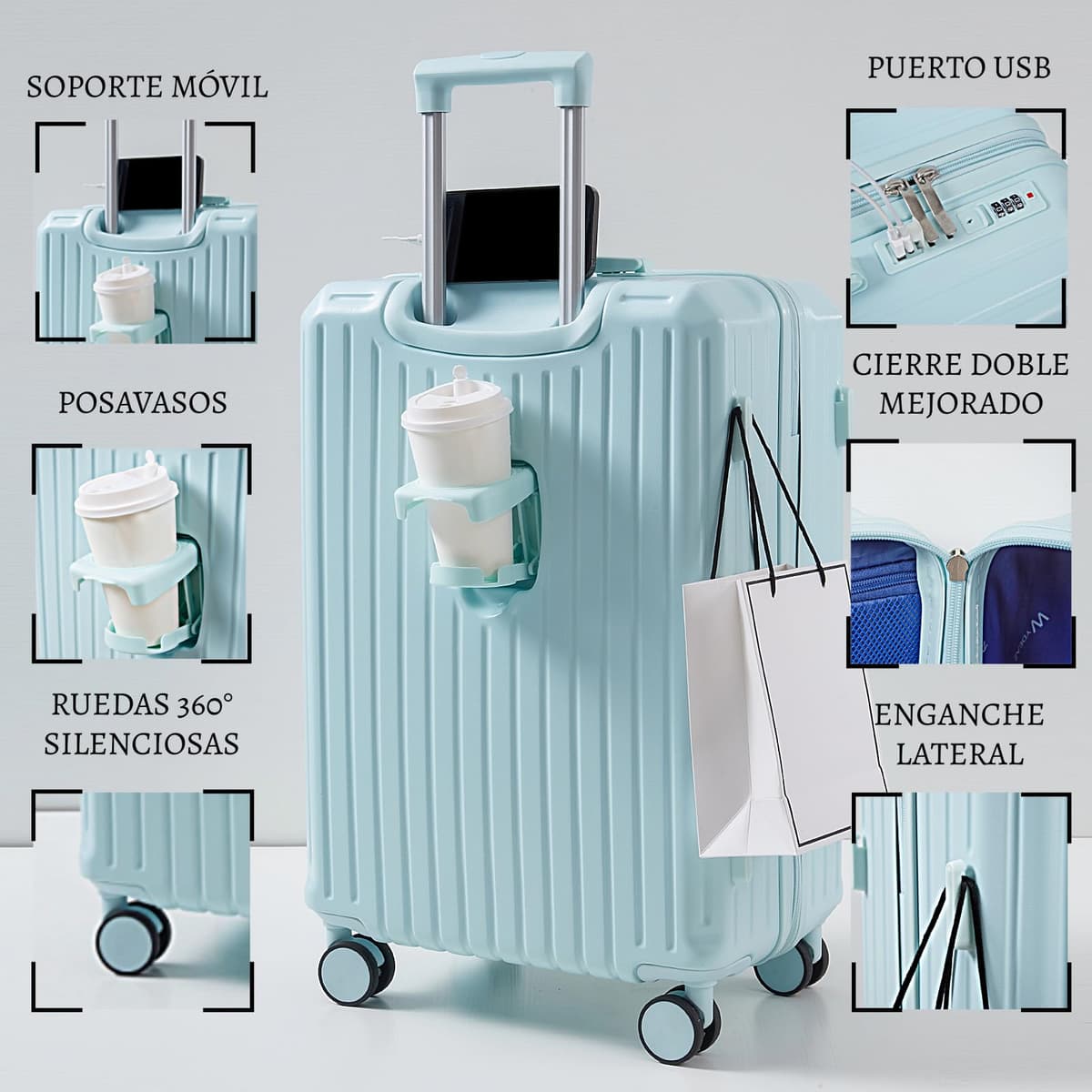 Maleta de Viaje Grande 76x50x32 cm Rígida ABS + PC con Cerradura TSA – Ideal para Facturación 23 kg, Ruedas Giratorias 360º Silenciosas — view 48