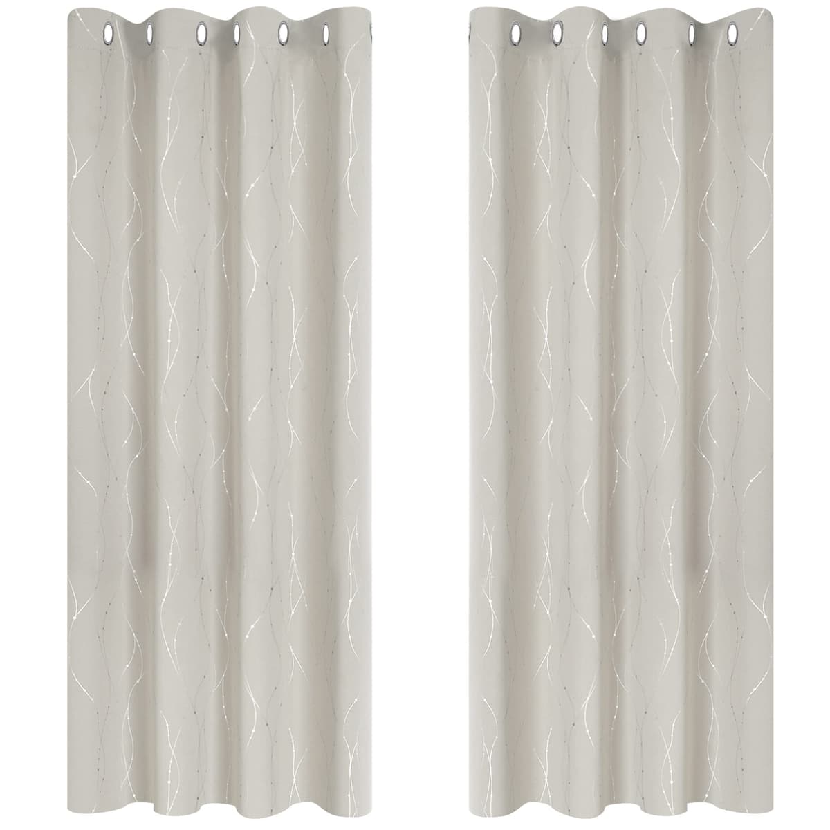 Deconovo Soft Dotted Line Foil Printed Blackout Curtains Thermal Insulated Curtains Eyelet Energy Efficiency Room Darkening Curtains for Bedroom 52 x 72 Inch Light Grey 2 Panels — view 21