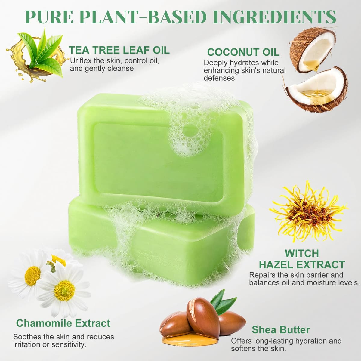 2 Pastillas de JabóN de Aceite Árbol De Té, Jabón Natural de Arbol de Té con Redes de Espuma, Limpiador Facial y Eliminar el Olor Corporal, Jabon de Cara Cuerpo para Hombres Mujeres Toda la Piel — view 3