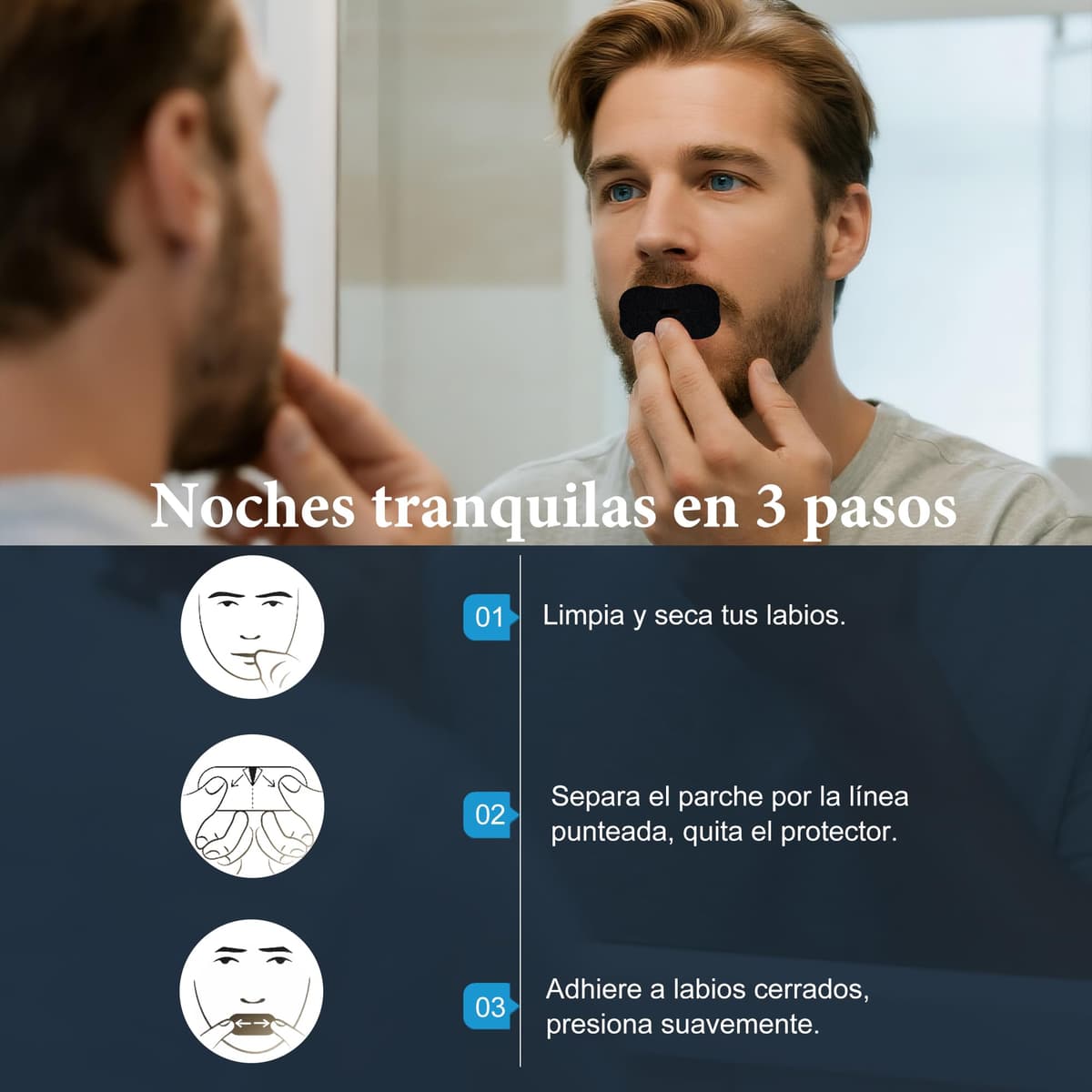 Cinta Bucal para Dormir 100 Piezas, Anti Ronquidos Tiras Bucales Antirronquidos, Mouth Tape for Sleeping, Desarrolla el Hábito de la Respiración Nasal — view 6