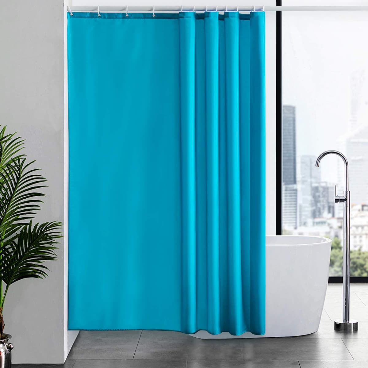 Furlinic Cortina Ducha 200x200cm Antimoho Impermeable Lavable Blanco Tela Poliéster Grandes Cortinas de Baño con 12 Aros de Cortina Ducha. — view 14