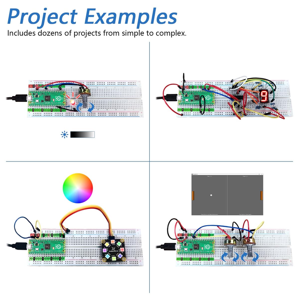 Freenove Super Starter Kit for Raspberry Pi Pico 1 2 W (Not Included), 588-Page Detailed Tutorial, 175 Items, 94 Projects, Python C Java Code — view 4