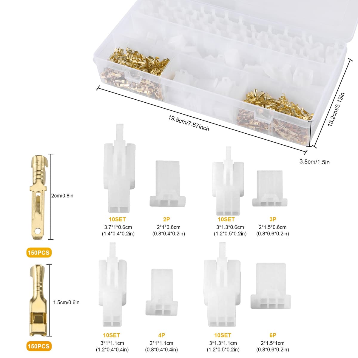 480 Pieces Heat Shrink Tube Connectors 2.8mm Automotive Connector Kit 2 3 4 6 Pin Wire Connectors Kit for Motorcycle, Car, Truck, Scooter, Boats — view 2