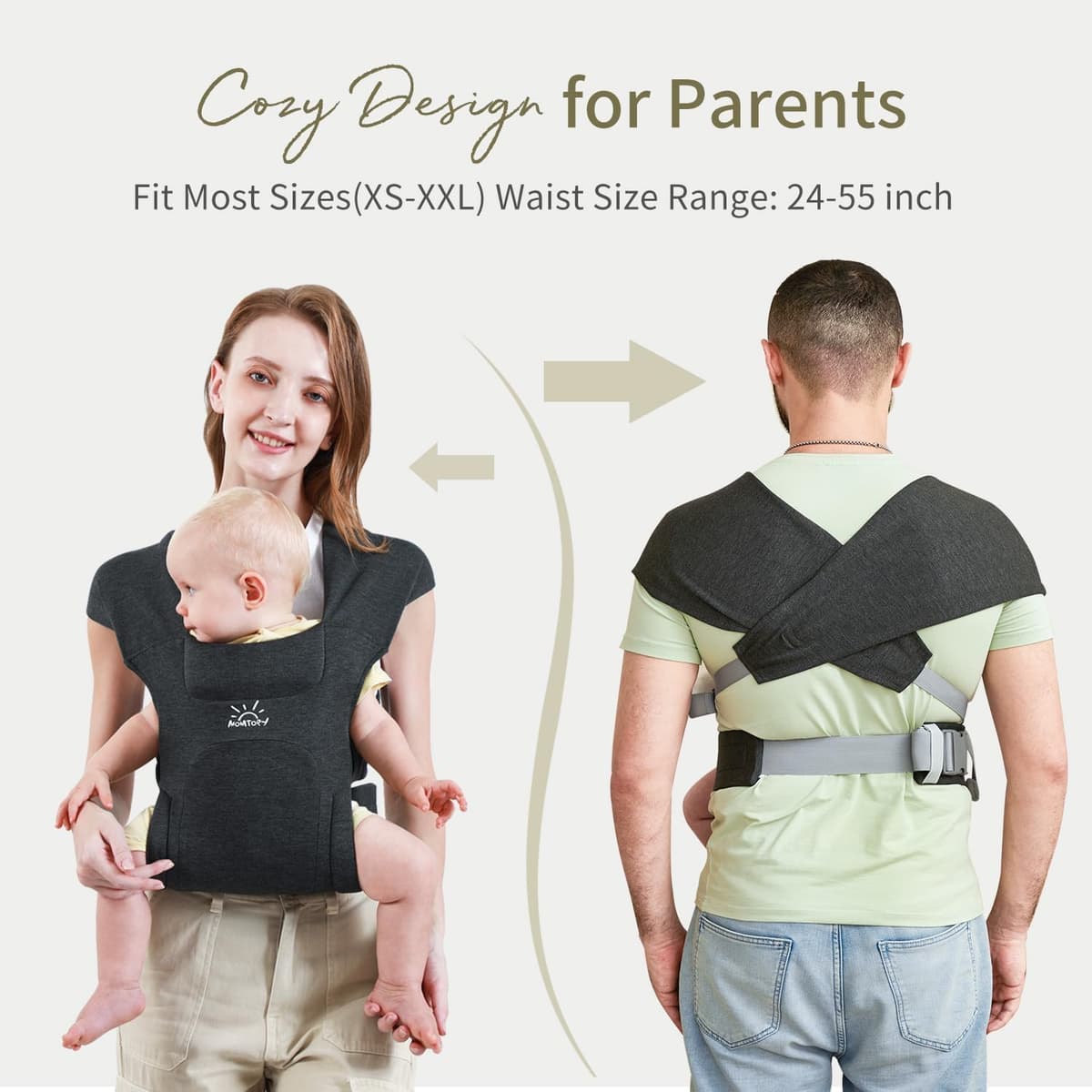 MOMTORY Baby Carrier from Newborns, Comfortable Hip Seat for Baby, 3-12 kg, Ergonomic Carrier for Newborn to Toddler with Velcro Fastening, Easily Adjustable Hip Carrier — view 7