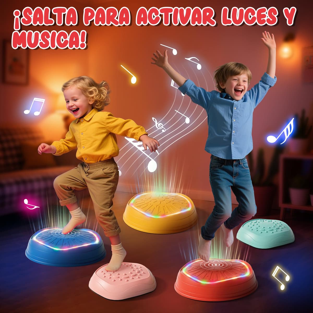 Lehoo Castle Piedras Equilibrio Niños con Luces y Música, Stapelstein Tabla de Equilibrio para Niños, Antideslizante Juguetes para Jardín, Juguetes de Exterior — view 2