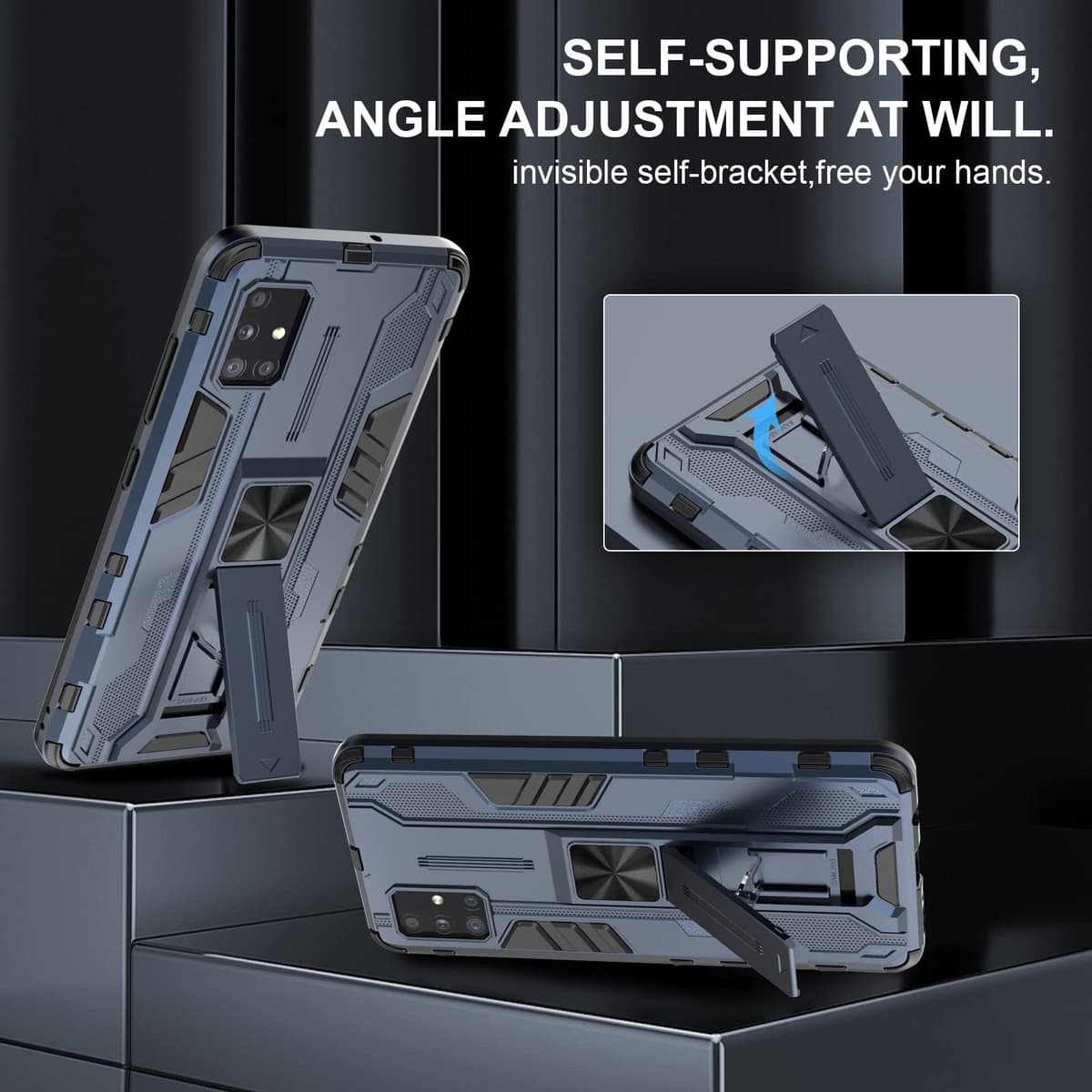Funda para CMF Phone 2 Pro, Carcasa Antigolpes con Soporte anular metálico, Case Protectora de Grado Militar, Negro — view 1663