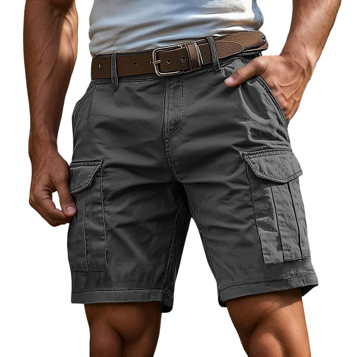 Pantalones Cortos Hombre Cargo Bermudas de Trabajo Deportivos Hombre Verano Cargo Cortos Casual Bermudas Shorts Running Deporte con Múltiples Bolsillos — view 2