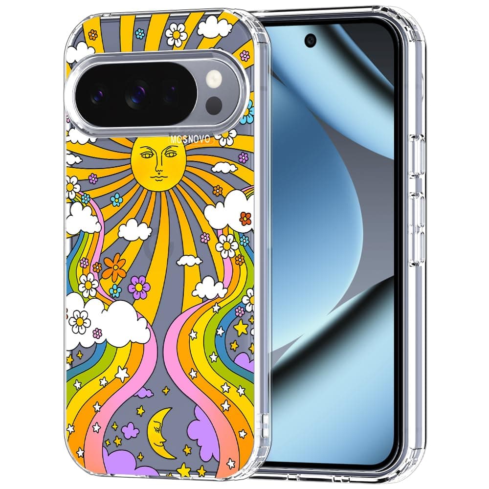 MOSNOVO Case for Google Pixel 9 & Pixel 9 Pro, [Buffertech 6.6ft Military-Grade Drop Protection] [Anti Peel Off Tech] Clear TPU Bumper Phone Case Cover Design - Eucalyptus — view 101