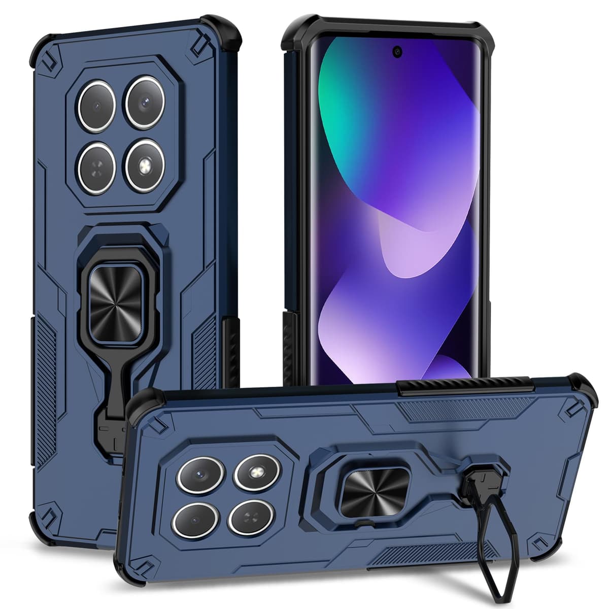 Funda para CMF Phone 2 Pro, Carcasa Antigolpes con Soporte anular metálico, Case Protectora de Grado Militar, Negro — view 966