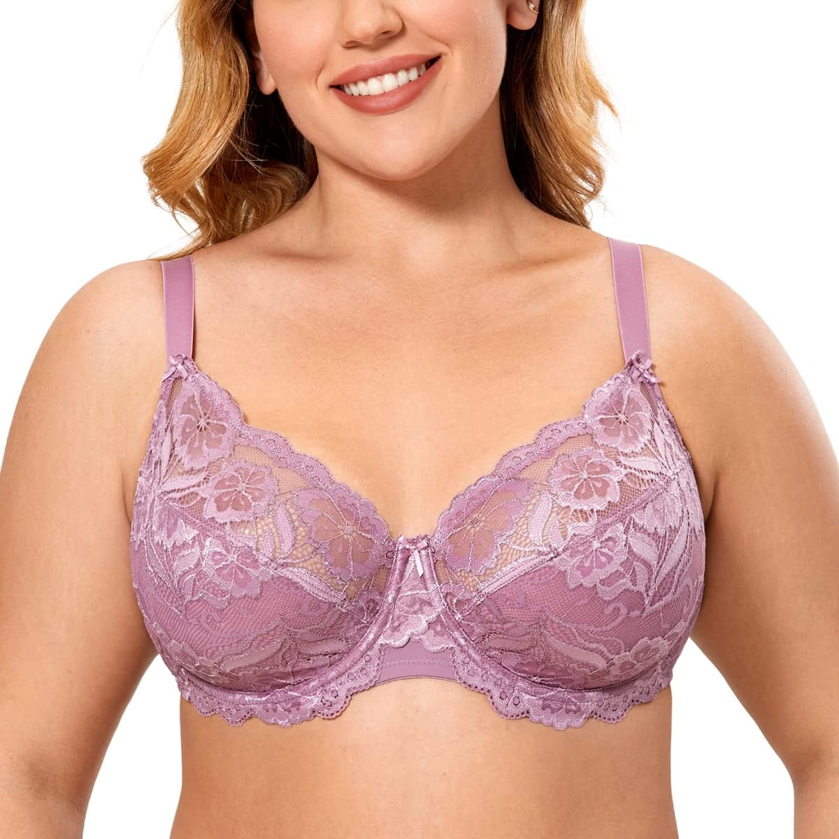 Delimira Women's Full Coverage Non-Foam Floral Lace Plus Size Underwired Bra — view 21