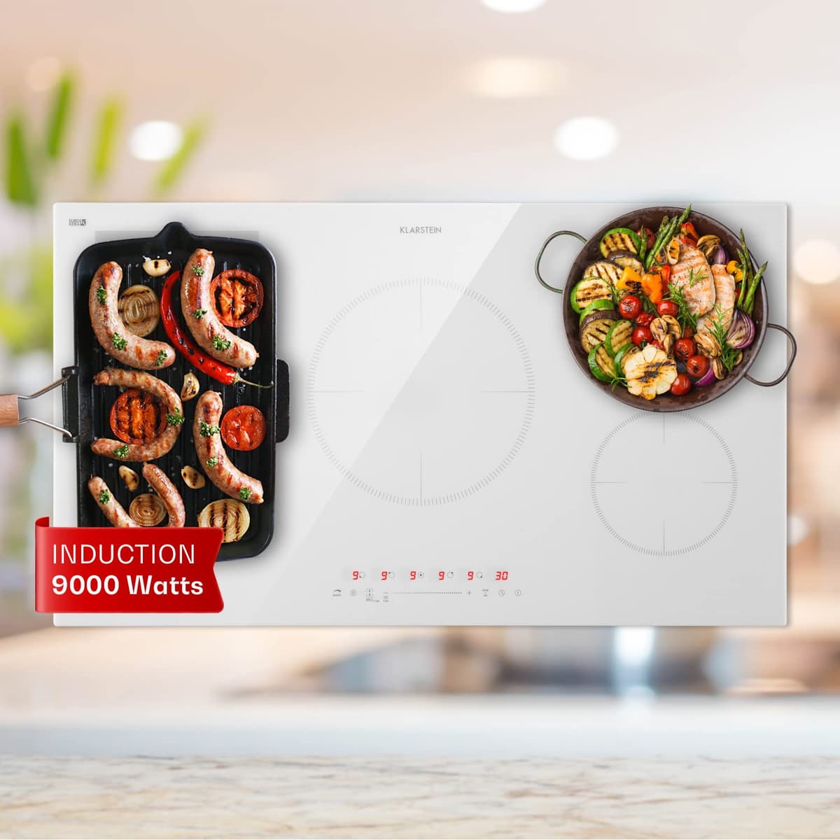 Klarstein Induction Hob, 9300W Electric Hobs Induction Cooker, 5 Ring Electric Pan Hob, Built-In Table Top Cookers w/ 5 Hobs, Touch Control, Inductions Heater Cooktops, Hot Plates for Cooking — view 29