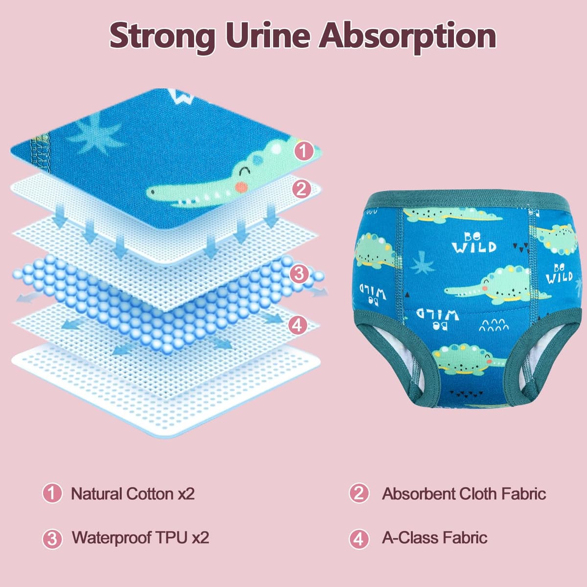 MOEMOE BABY Potty Training Pants Toilet Training Underwear Reusable for Toddler for Girls,10 pack,Light Violet,3 Years — view 4