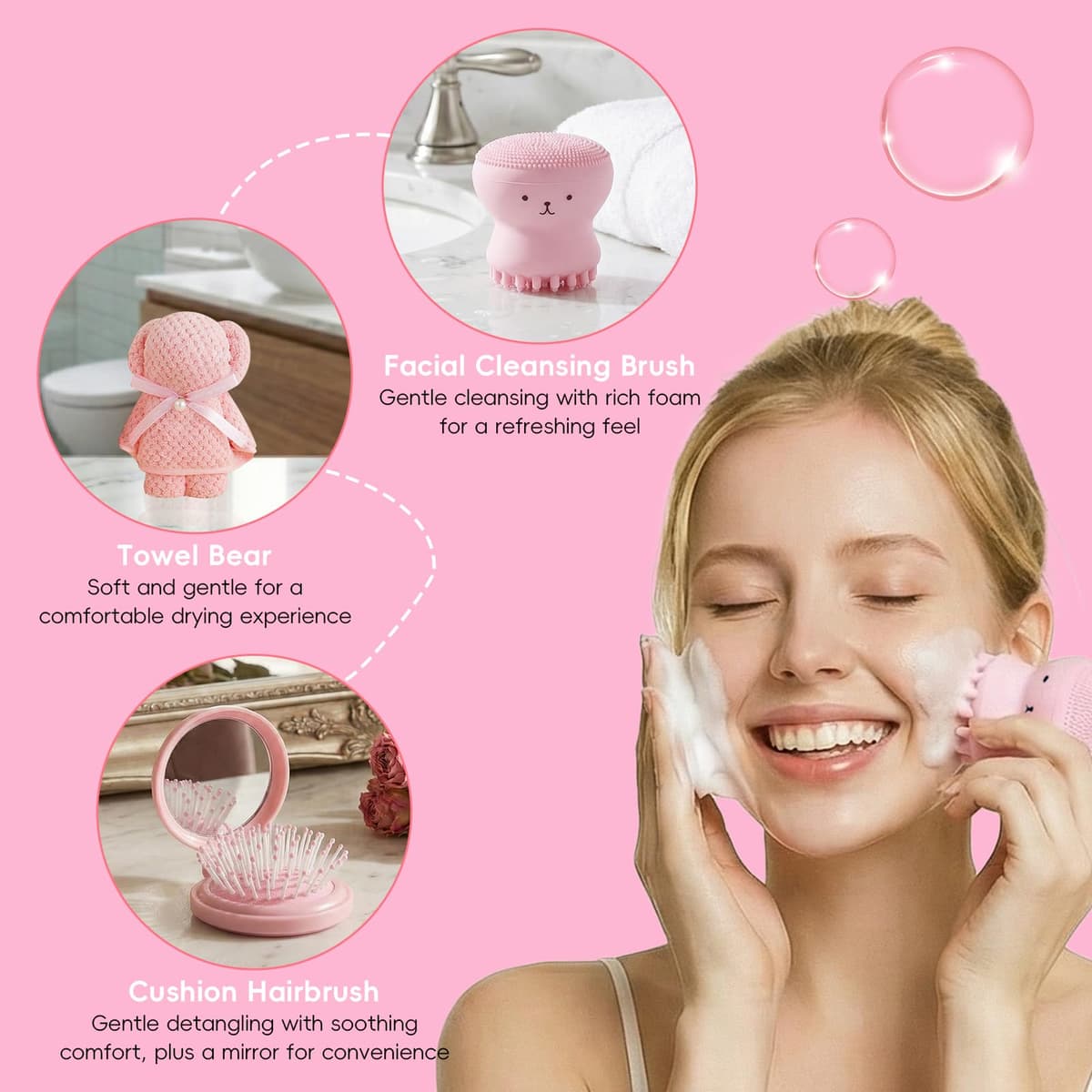 LAIKOU 5 in 1 Glow Up Skincare Set, 9 piezas Set Regalo Mujer Cuidado Facial, Rutina Diaria Facial Hidratante, ideal para San Valentín Día de la Madre y Cumpleaños — view 4