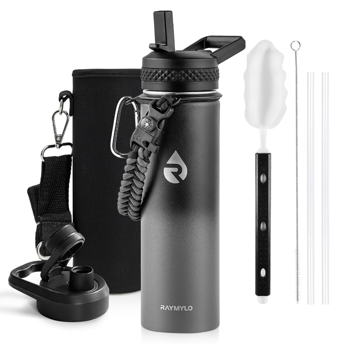 RAYMYLO One Gallon Water Bottle Insulated, Triple Walled Vacuum Stainless Steel (Cold for 48 Hrs), Leak Proof & Non-BPA, Large Water Flask Jug with Paracord Handle & Straw Spout Lids — view 77