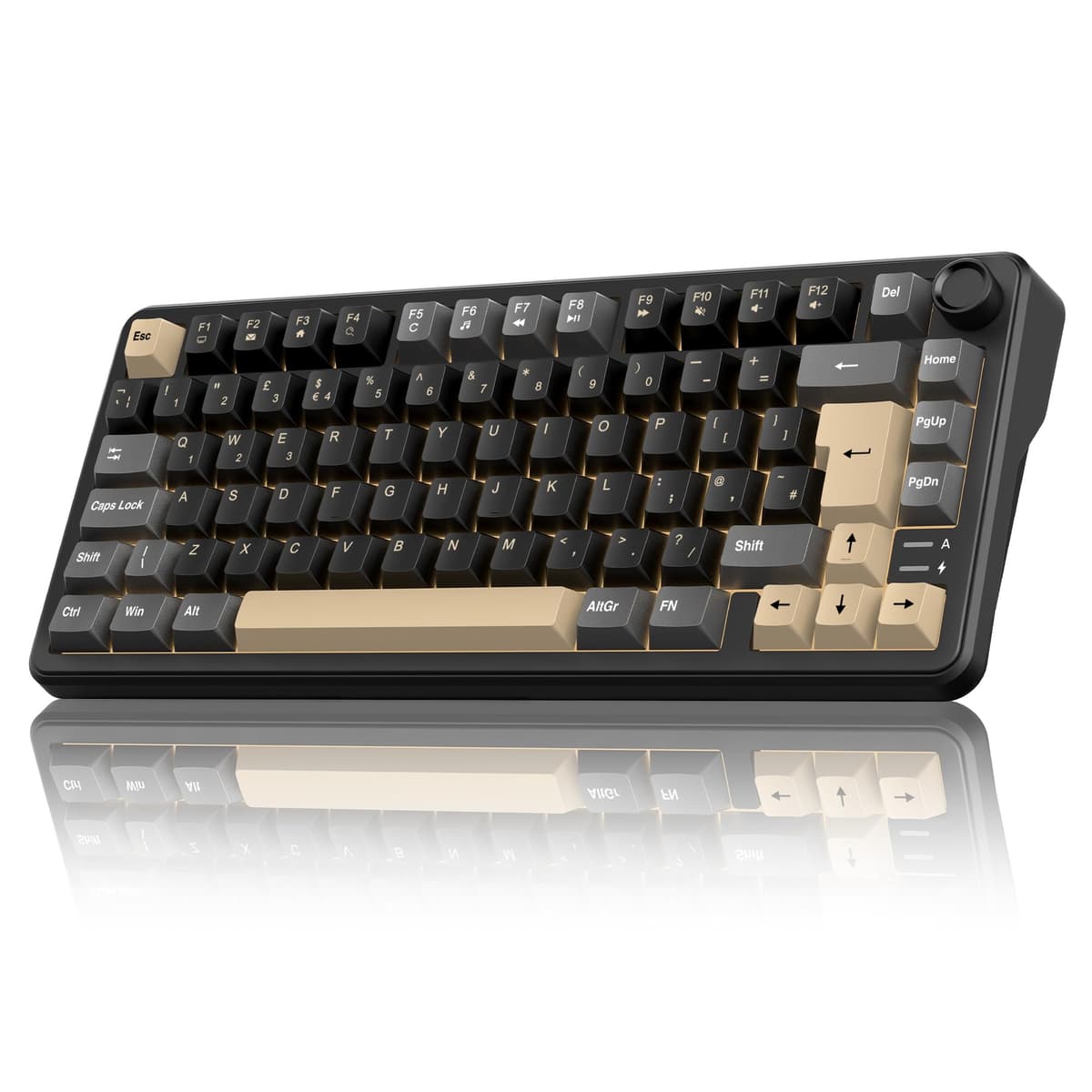 RedThunder K75 75% Wireless Mechanical Gaming Keyboard,Creamy Gasket-Mounted,Volume Knob,US Layout,Keycaps-Side Print,2.4G/BT/USB-C,RGB Underglow Lighting,Hot swappable Fast Apricot Switch for PC Mac — view 10