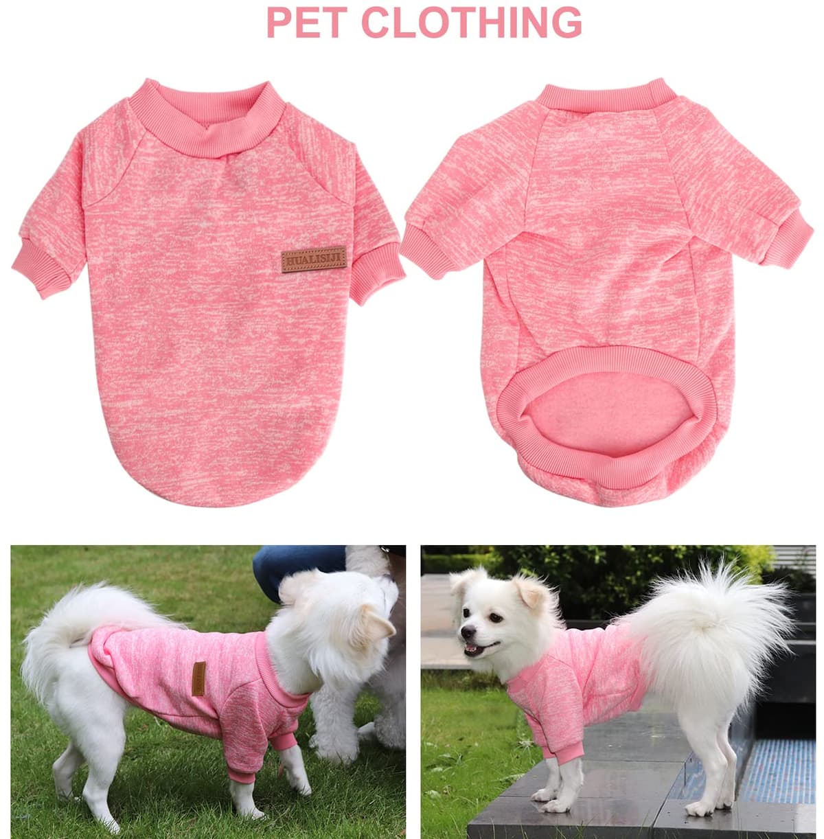 Jersey Perro Pequeño Ropa Chihuahua Sueter Perros Pequeños Ropa Gato Invierno,Tejido Bastante Cómodo Suave y Cálido para el Animal y Fácil de Poner (Small, Rosa) — view 2
